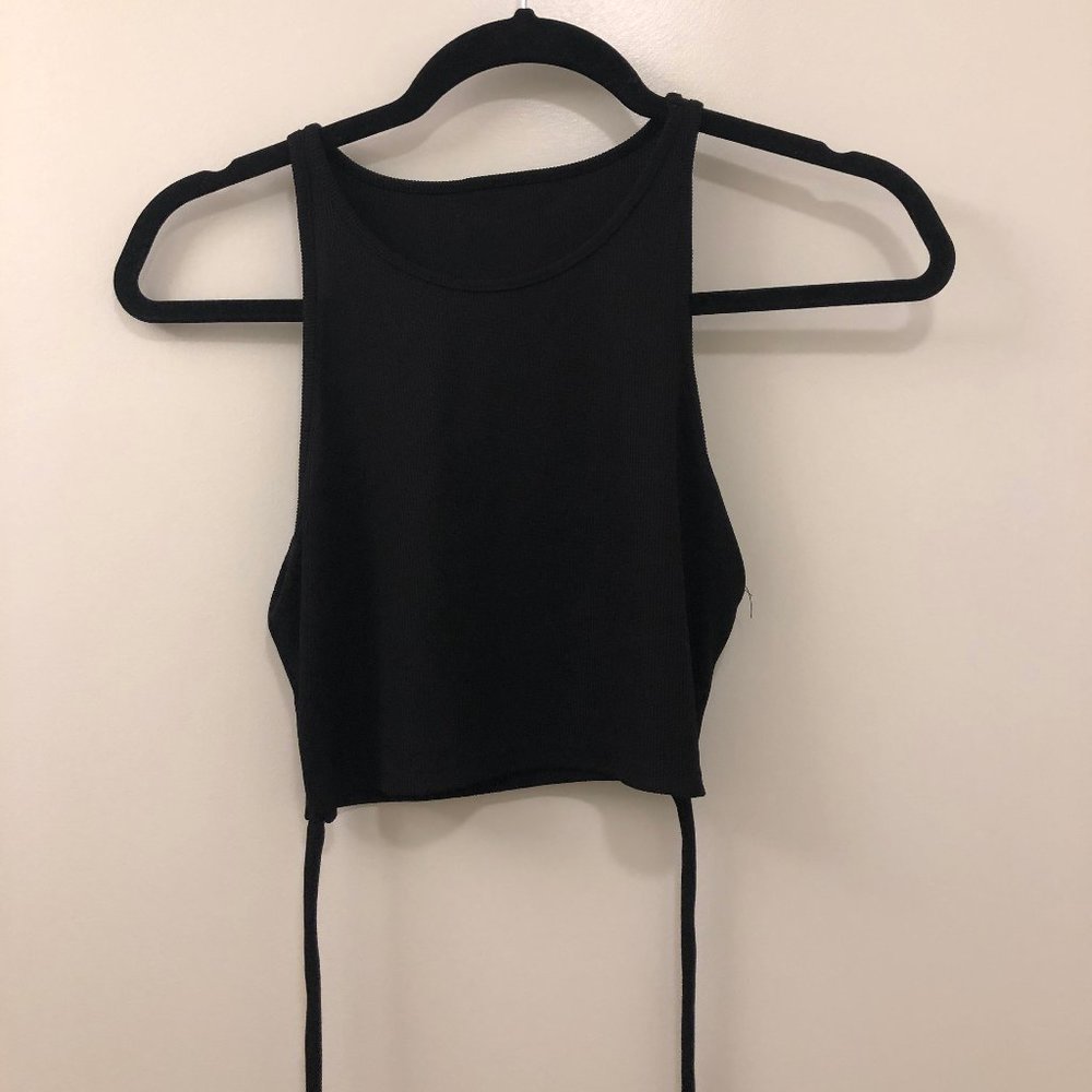 Zara Black Crop Top With Tie Around Strings
